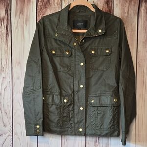 J. Crew Dark Green Utility Field Jacket with Gold Button Snaps Size Small